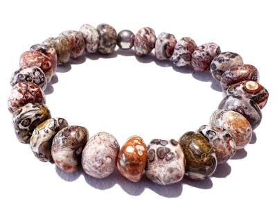 Rhyolith rot beige Button Edelstein Heilstein Armband Längenwahl