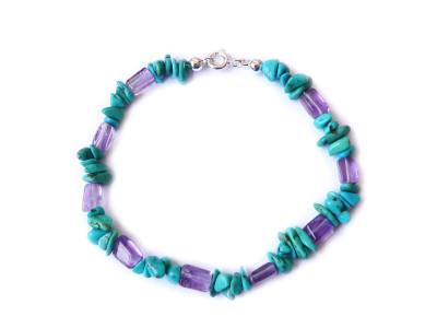 SCHÜTZE: Türkis Amethyst Edelstein Armband 18 cm