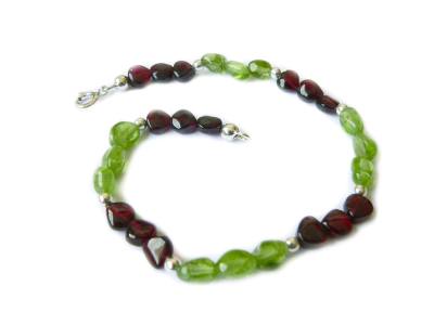 STEINBOCK: Granat Peridot Olivin Echtsilber Sternzeichen Edelstein Armband
