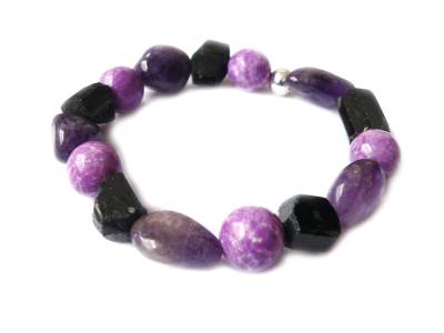 STEINBOCK: Amethyst Schörl Jaspis Edelstein Armband