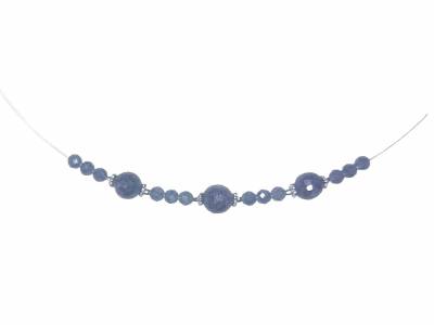 Safir Saphir Edelsteinkette Collier Edelstahl mit Verlängerung Echtsilber rhodoniert