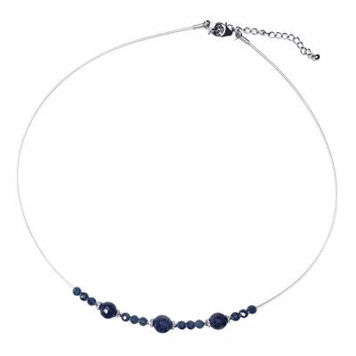 Safir Saphir Edelsteinkette Collier Edelstahl mit Verlängerung Echtsilber rhodoniert