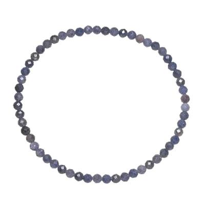 Saphir Safir dunkelblau facettiert Edelstein Kugel Stretch Armband