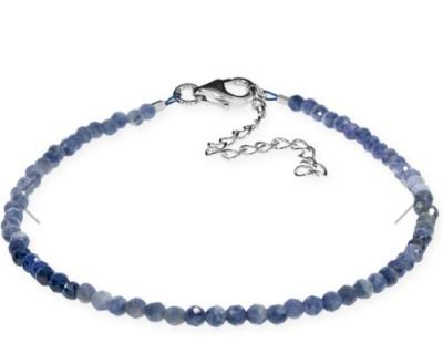 Saphir Safir dunkelblau facettiert Edelstein Kugel Armband Sterlingsilber