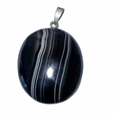 Sardonyx schwarz blau Edelstein Kettenanhänger Silberanhänger Anhänger Cabochon oval
