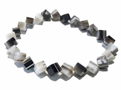 Sardonyx Edelstein Würfel Stretch Armband Längenwahl