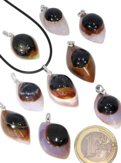 Sardonyx Auge Shivaauge Edelstein Ketten Anhänger Echtsilberschlaufe