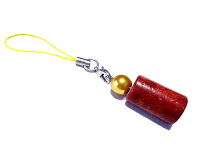 Schaumkoralle Kerze Charm Anhänger an Handyband gelb rot