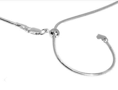 Silberkette Schlangenkette stufenlos verstellbar von halsnah bis 50 cm durch Silikonstopper