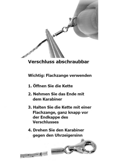Schlangenkette 60 cm Silber rhodoniert  Verschluss abschraubbar für kleine Kettenösen