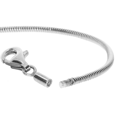 Schlangenkette 60 cm Silber rhodoniert  Verschluss abschraubbar für kleine Kettenösen