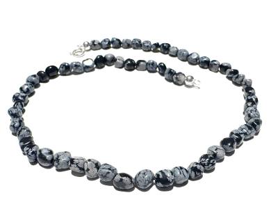 Schneeflockenobsidian Obsidian Nugget Edelsteinkette Halskette Größenwahl
