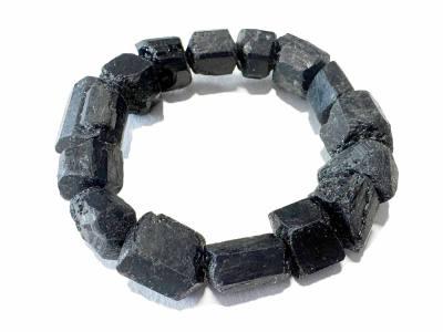 Schörl Turmalin schwarz rohstein Kristall Stretch Armband