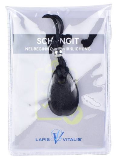 Schungit schwarz Tropfen Edelstein Heilstein Ketten Anhänger mit Band