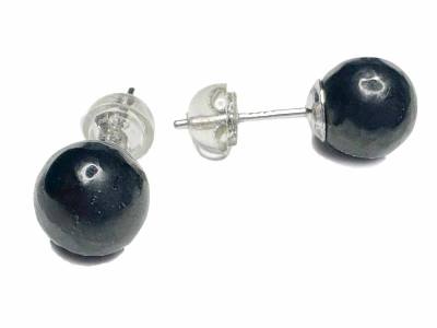 Schungit schwarz Edelstein Silber Kugel Ohrstecker