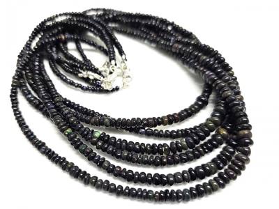 Schwarzopal Opal Edelsteinkette Buttonkette schwarz Verlauf 45 cm
