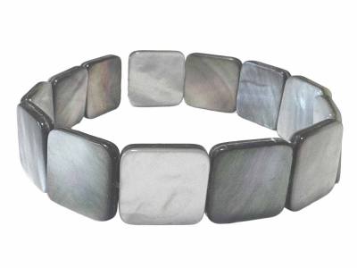 Perlmutt Schwarzperlmutt Quadrat Stretch Armband Längen Wahl