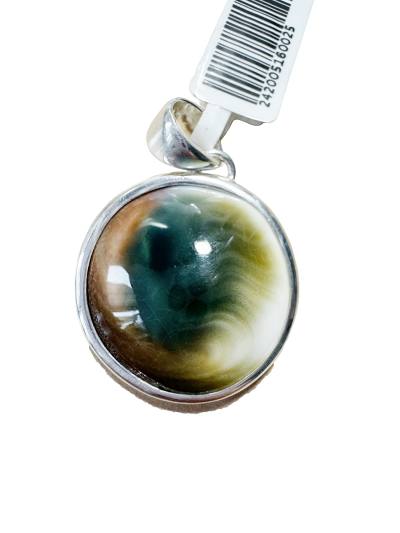 Shiva Auge Muschel Operculum 925er Silber Kettenanhänger Nautilusschnecke