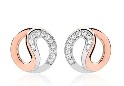 Echtsilber Ohrstecker bicolor rosegold Silber Zirkonia