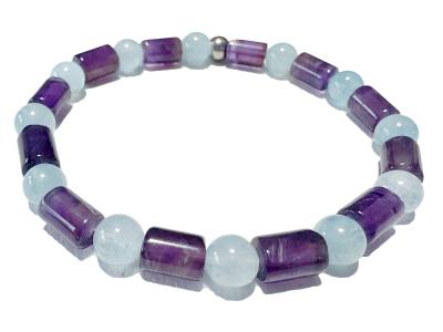 SKORPION: Aquamarin Amethyst Edelstein Armband Größenwahl