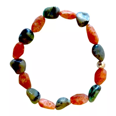Smaragd Sonnenstein Edelstein Stretch Armband Größenwahl