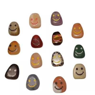 Smiley Emoji Edelsteine Steine Handschmeichler Taschenstein 3 Stück