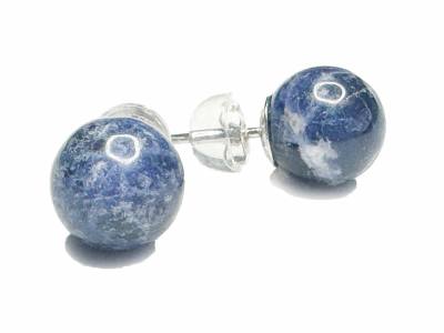 Sodalit Sodalith Edelstein Silber Kugel Ohrstecker blau