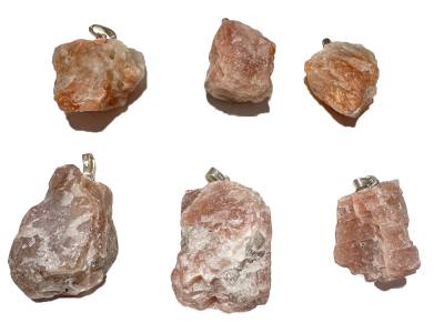 Sonnenstein Kristall Rohstein Edelstein Ketten Silber Anhänger orangerot