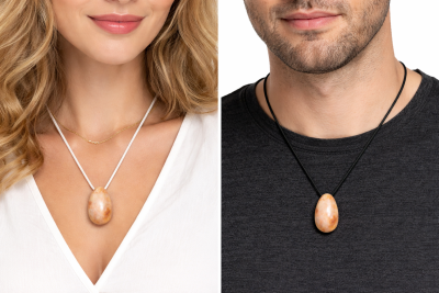 Sonnenstein Trommelstein Edelstein Ketten Anhänger quer gebohrt 4cm