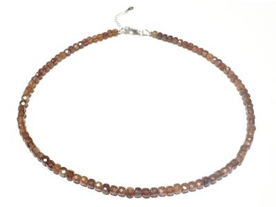 Granat Spessartin Würfel Kette facettiert Echtsilberverschluss orange-braun