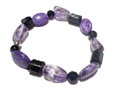 STEINBOCK: Amethyst Schörl Jaspis Edelstein Sternzeichen Armband