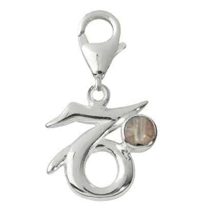 STEINBOCK Bergkristall Charm Sternzeichen Anhänger 925er Echtsilber