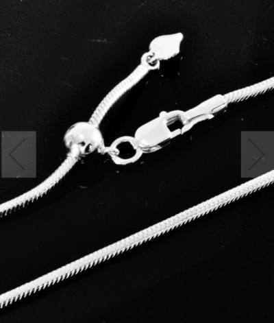 Silberkette Schlangenkette stufenlos verstellbar von halsnah bis 50 cm durch Silikonstopper