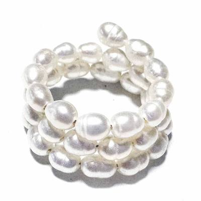 Süßwasserperlen Ring elastisch Perlenring Fingerring weiß alle Größen
