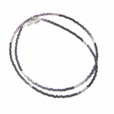 Sugilit Sugilith echt facettiert Halskette Kette Collier violett Echtsilber Verschluss