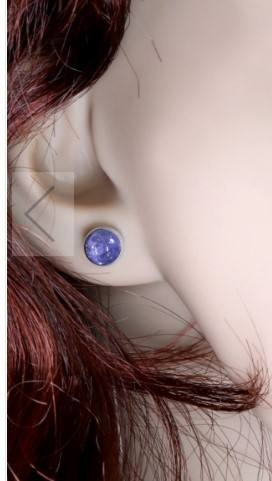 Tansanit blau Cabochon Edelstein Ohrstecker Ohrringe Echtsilber