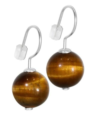 Tigerauge Edelstein braun Echtsilber Ohrhänger 12mm