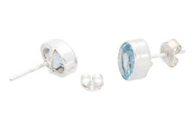 Topas blau Designer Edelstein Ohrringe Ohrstecker oval Echtsilber