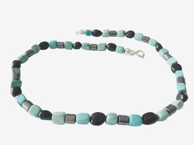 Türkis Schörl Turmalin Hämatit mint grau schwarz Edelsteinkette Längenwahl