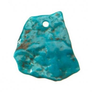 Türkis Freeform Anhänger front gebohrt 25 mm