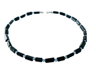 Turmalin Schörl schwarz Aqua Aura blau Designerkette Halskette Kette Collier