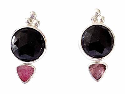 Turmalin Schörl schwarz pink Ohrstecker Ohrringe