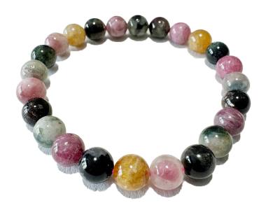 Turmalin mehrfarbig Edelstein Kugel Stretch Armband 18-19 cm