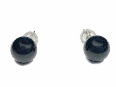 Turmalin schwarz Schörl Edelstein Kugel Ohrstecker