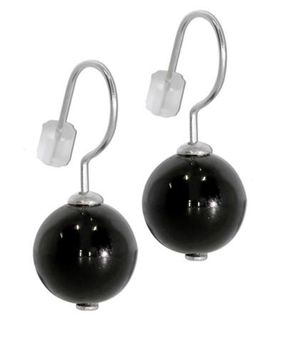 Turmalin schwarz Schörl Edelstein Echtsilber Kugel Ohrhänger Ohrringe 12mm