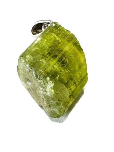 VerdelitTurmalin Kristall hellgrün Edelstein Kettenanhänger Echtsilber Rohstein