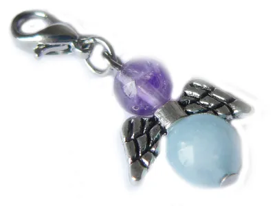 WIDDER: Aquamarin Amethyst Schutzengel Edelstein Charm Anhänger Sternzeichen