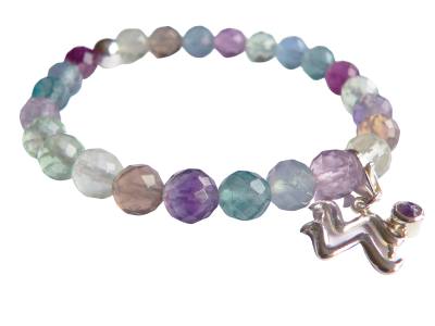 WASSERMANN: Fluorit Regenbogenfluorit facettiert Edelstein Armband mit Wassermann Charm