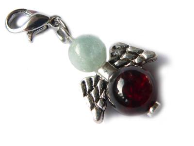 WASSERMANN: Granat Aquamarin Schutzengel Charm