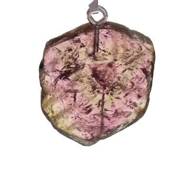 Wassermelonenturmalin Turmalin Edelstein Silberfassung Scheibe